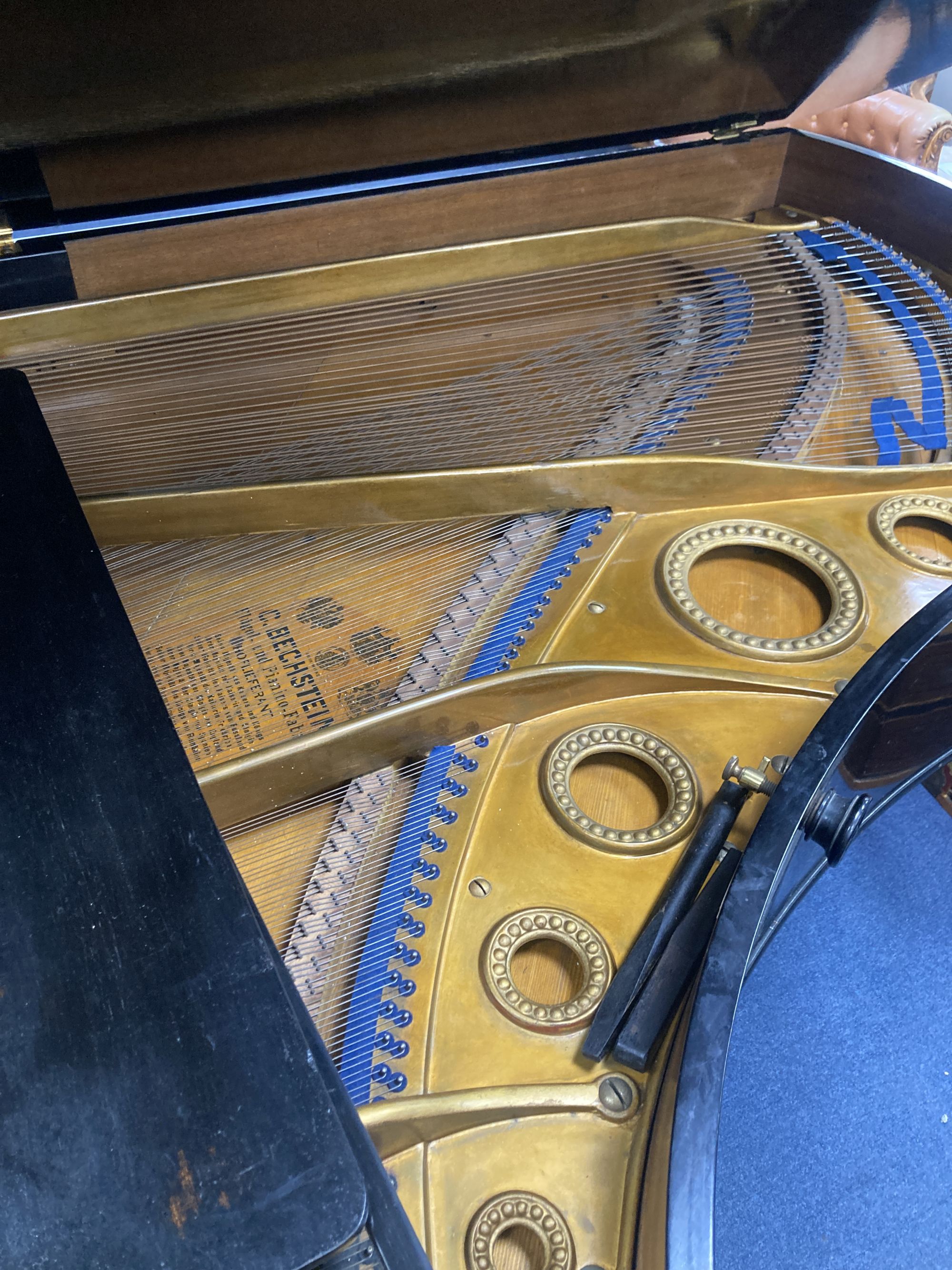 A Bechstein ebonised cased boudoir grand piano, c.1901, length 198cm